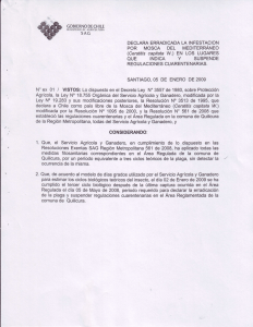 Declara erradicada la infestación por mosca del Mediterráneo en la comuna de Quilicura y deroga Resolución N°561 de 2008