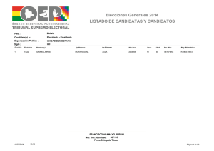 Lista de candidatos de Unidad Demócrata (UD)