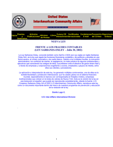 LEY SARBANES-OXLEY Comentarios de Danilo Lugo. InterAmerican Community Affair