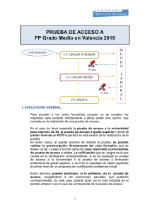 PRUEBA DE ACCESO A FP Grado Medio en Valencia 2016 M