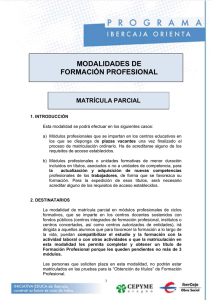 MODALIDADES DE FORMACIÓN PROFESIONAL MATRÍCULA PARCIAL