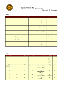 Calendario Escolar Agosto-Diciembre 2012 Instituto de Psicoterapia Educar, Servir e Investigar