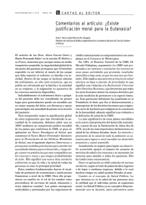 Comentarios al artículo: ¿Existe justificación moral para la Eutanasia?