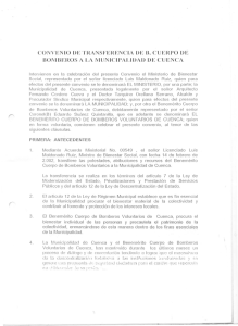 Convenio de Transferencia a la Municipalidad de Cuenca