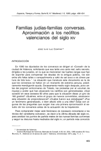 Familias judías-familias conversas. Aproximación a los neófitos valencianos del siglo xiv