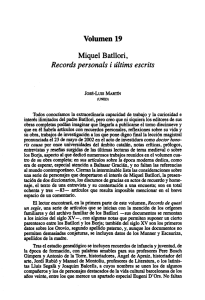 Volumen 19 Miquel BatUori, Records personáis i últims escrits