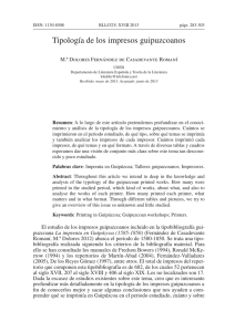Tipología de los impresos guipuzcoanos M.ª Dolores Fernández de Casadevante Romaní