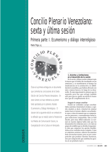 Concilio Plenario Venezolano: sexta y ltima sesi n: primera parte: Ecumenismo y di logo interreligioso.