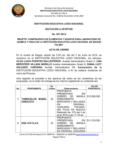 ACTA DE CIERRE ELEMENTOS DE LABORATORIO INV 021 JUNIO 2014 03-jun-14