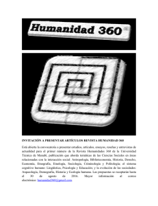 INVITACIÓN A PRESENTAR ARTÍCULOS REVISTA HUMANIDAD 360