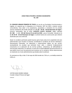 AVISO 109 -Radicado 16-132 Augusto Alzate Villegas