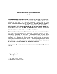 AVISO 242 - Radicado 15-185 Leasing Bancolombia S.A. Compañia de financiamiento