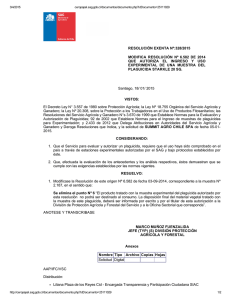 Modifica reslución N° 6.582 de 2014 que autoriza el ingreso y uso experimental de una muestra del plaguicida Starkle 20 SG