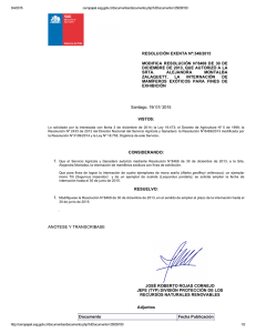 Modifica resolución N° 8469 de 30 de diciembre de 2013, que autorizó a la srta. Alejandra Montalba Zalaquett, la internación de mamíferos exóticos para fines de exhibición