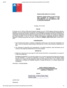 Modifica resolución N° 6.675 de 2014 que autoriza el ingreso y uso experimental de una muestra del plaguicida Nissorun