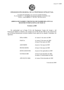 ORGANIZACIÓN MUNDIAL DE LA PROPIEDAD INTELECTUAL Aviso N. 1/2005 ‡