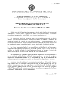 ORGANIZACIÓN MUNDIAL DE LA PROPIEDAD INTELECTUAL  Aviso N. 8/2007