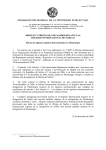 ORGANIZACIÓN MUNDIAL DE LA PROPIEDAD INTELECTUAL  Aviso N. 29/2008