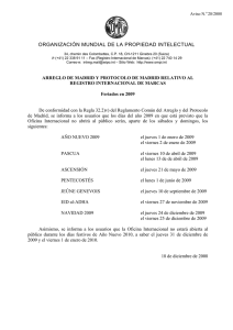 ORGANIZACIÓN MUNDIAL DE LA PROPIEDAD INTELECTUAL  Aviso N. 28/2008