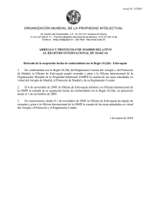 ORGANIZACIÓN MUNDIAL DE LA PROPIEDAD INTELECTUAL  Aviso N.º 5/2010 –