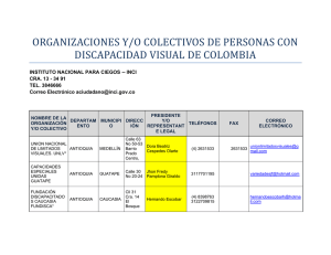 ORGANIZACIONES Y/O COLECTIVOS DE PERSONAS CON DISCAPACIDAD VISUAL DE COLOMBIA