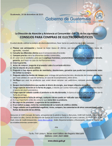 CONSEJOS PARA COMPRAS DE ELECTRODOMÉSTICOS Guatemala, 14 de diciembre de 2015