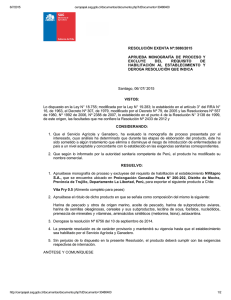 RESOLUCIÓN EXENTA Nº:5080/2015 APRUEBA  MONOGRAFÍA  DE  PROCESO  Y EXCLUYE  DEL 