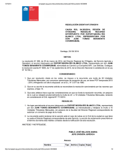 Resuelve recurso interpuesto por Exportadora Río Blanco Ltda., representada por don Juan Tomás Benavente Covarrubias