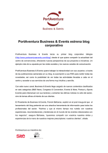 PortAventura Business &amp; Events estrena blog corporativo