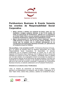 PortAventura Business &amp; Events fomenta los eventos de Responsabilidad Social Corporativa