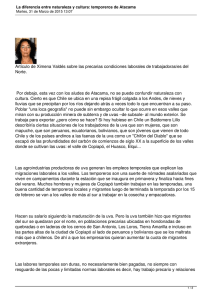 Artículo de Ximena Valdés sobre las precarias condiciones laborales de... Norte.   Por debajo, esta vez con los aludes de Atacama, no...