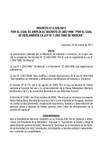 DEcREtO n° 6.329/2011 SE REgLaMEnta La LEy n° 1.294/1998 DE MaRcaS”.