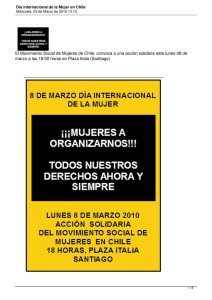 El Movimiento Social de Mujeres de Chile, convoca a una... marzo a las 18:00 horas en Plaza Italia (Santiago)