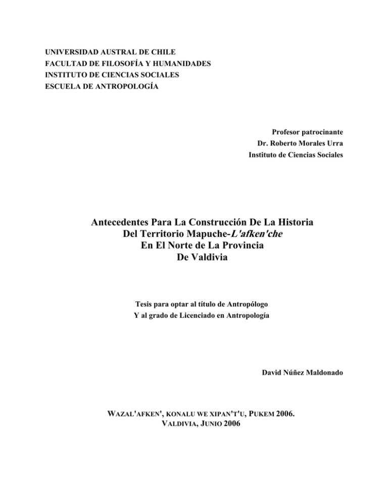 Antecedentes Para La Construcci N De La Historia Del Territorio Mapuche