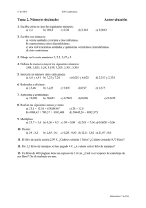 Tema 2. Números decimales  Autoevaluación