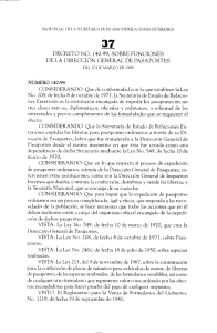 II DECRETO NO. 140-99, SOBRE FUNCIONES DE LA DIRECCiÓN GENERAL DE PASAPORTES
