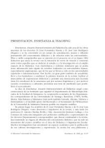 PReSeNTACIóN. eNSeñANZA &amp; TeACHING