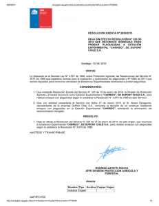Deja sin efecto resolución N° 325 de 2014 que reconoce idoneidad para probar plaguicidas a Estación Experimental Carrizo , de Dupont Chile S.A.
