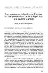 Las relaciones culturales de España a la Guerra Mundial