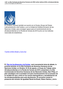 En Ginebra, el grupo también se reunirá con el Grulac... Latinoamerianos y del Caribe) y con la Unidad de Antidiscriminación...