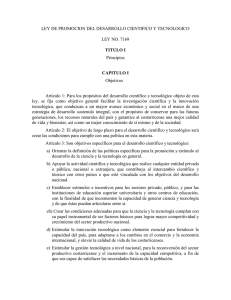 LEY DE PROMOCION DEL DESARROLLO CIENTIFICO Y TECNOLOGICO  LEY NO. 7169 Principios
