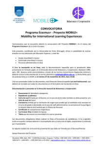 CONVOCATORIA Programa Erasmus+ - Proyecto MOBILE+ Mobility for International Learning Experiences