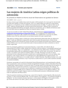 Las mujeres de América Latina exigen políticas de autonomía (El Pais - España)