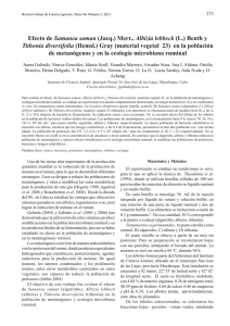 Efecto de Samanea saman (Jacq.) Merr.,Albizia lebbeck (L.) Benth y Tithonia diversifolia (Hemsl.) Gray (material vegetal 23) en la población de metanógenos y en la ecología microbiana ruminal