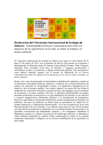 Declaracion Final I Encontro Internac Ecologia Saberes Agrotoxicos