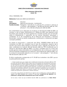 Oficio Aduanero 344-12 (Aduanero - Agencias de Aduanas - Autorizacion)