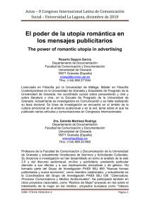 * El poder de la utop a rom ntica en los mensajes publicitarios, de Rosario Segura Garc a y Estrella Mart nez Rodrigo, Universidad de Granada