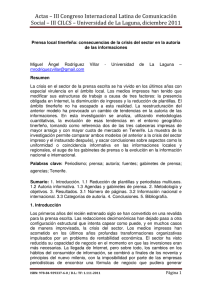 207 - Prensa local tinerfeña: consecuencias de la crisis del sector en la autoría de las informaciones , Miguel Ángel Rodríguez Villar, Universidad de La Laguna