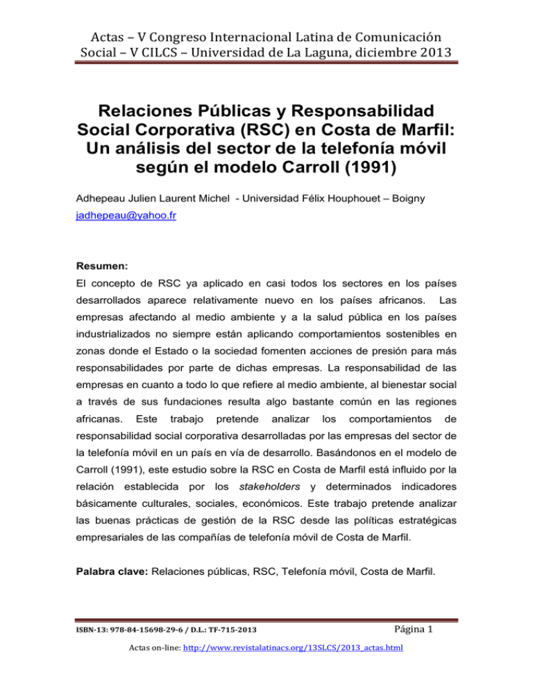 Relaciones P Blicas Y Responsabilidad Social Corporativa RSC En Costa