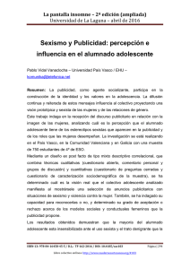 015.- Sexismo y Publicidad: percepción e influencia en el alumnado adolescente, de Pablo Vidal Vanaclocha  Universidad País Vasco / EHU